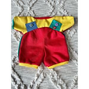 1987 Cabbage Patch Outfit Color Red Back Two button/pocket embellishments